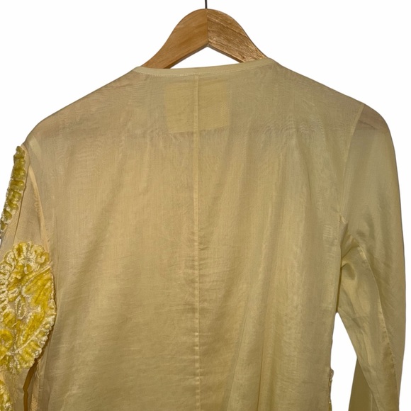 Jil Sander Yellow Embroidered Paisley Kaftan Midi Dress Cotton Sheer IT36 US 2 - Picture 11 of 15